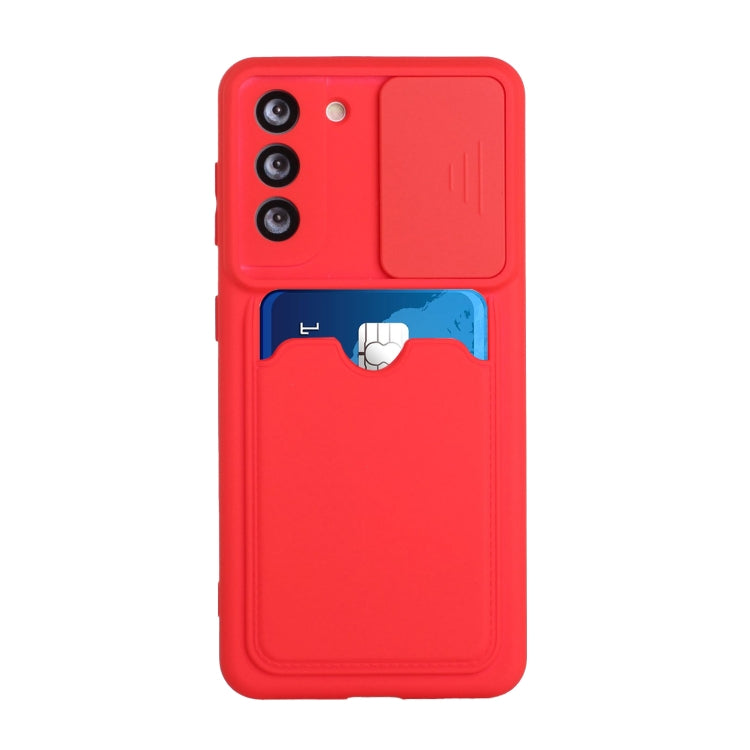 For Samsung Galaxy S21+ 5G Sliding Camera Cover Design TPU Protective Case with Card Slot
