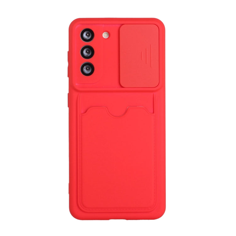 For Samsung Galaxy S21+ 5G Sliding Camera Cover Design TPU Protective Case with Card Slot