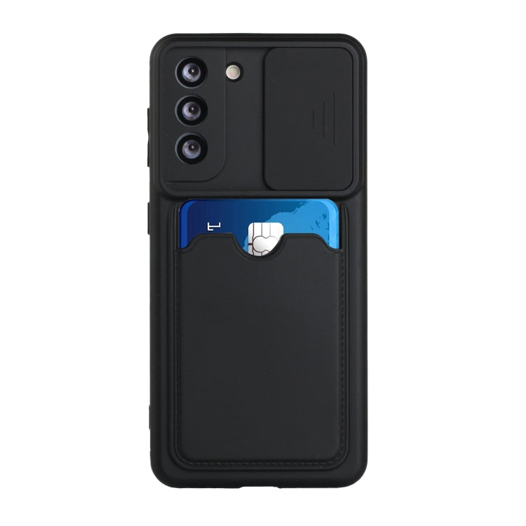 For Samsung Galaxy S21+ 5G Sliding Camera Cover Design TPU Protective Case with Card Slot