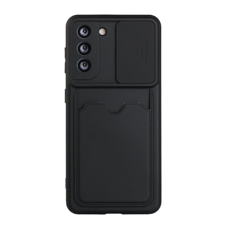 For Samsung Galaxy S21+ 5G Sliding Camera Cover Design TPU Protective Case with Card Slot