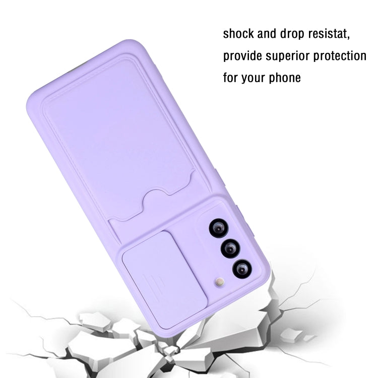 For Samsung Galaxy S21+ 5G Sliding Camera Cover Design TPU Protective Case with Card Slot