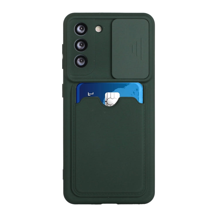 For Samsung Galaxy S21+ 5G Sliding Camera Cover Design TPU Protective Case with Card Slot
