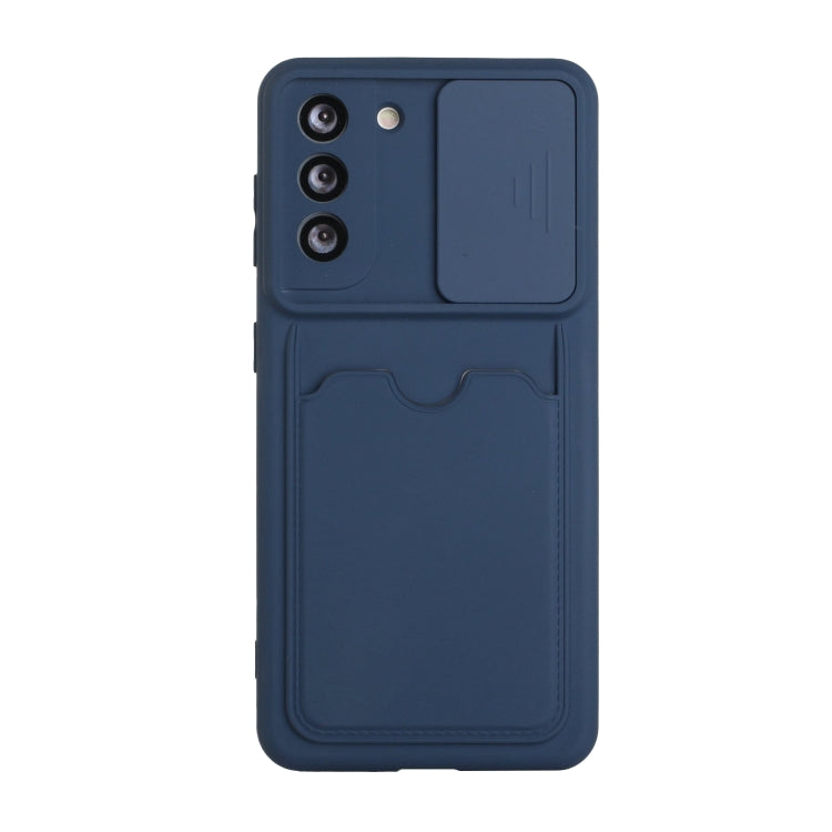For Samsung Galaxy S21+ 5G Sliding Camera Cover Design TPU Protective Case with Card Slot