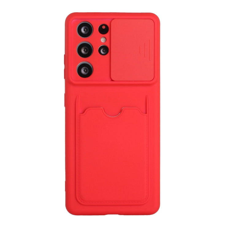 For Samsung Galaxy S21 Ultra 5G Sliding Camera Cover Design TPU Protective Case with Card Slot