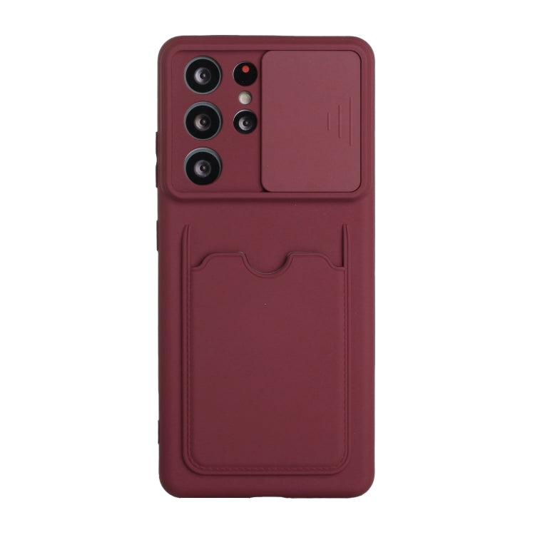 For Samsung Galaxy S21 Ultra 5G Sliding Camera Cover Design TPU Protective Case with Card Slot