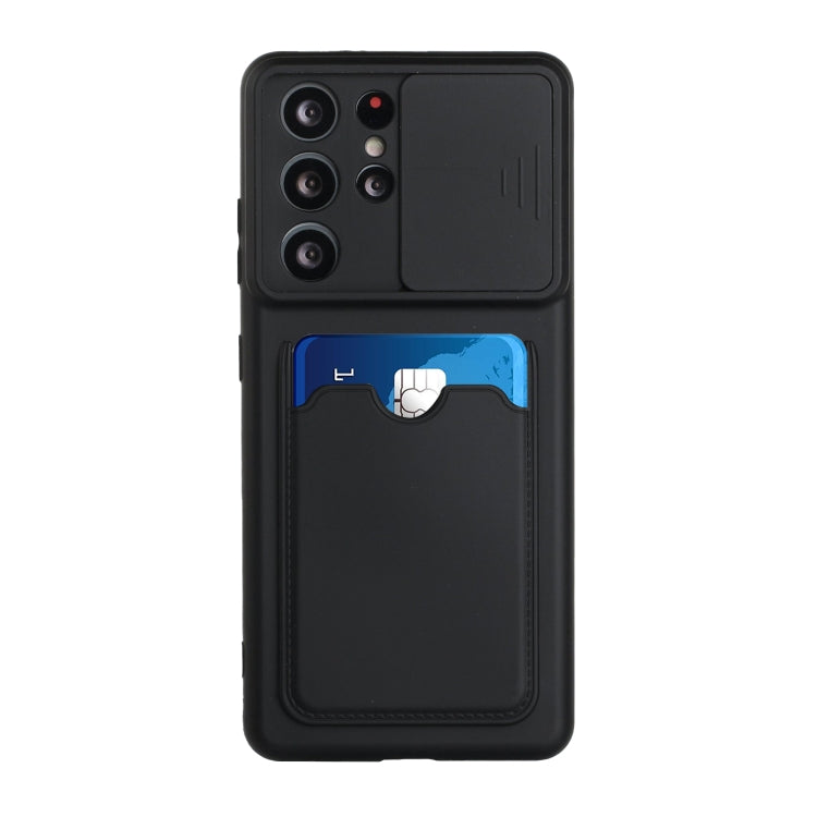 For Samsung Galaxy S21 Ultra 5G Sliding Camera Cover Design TPU Protective Case with Card Slot
