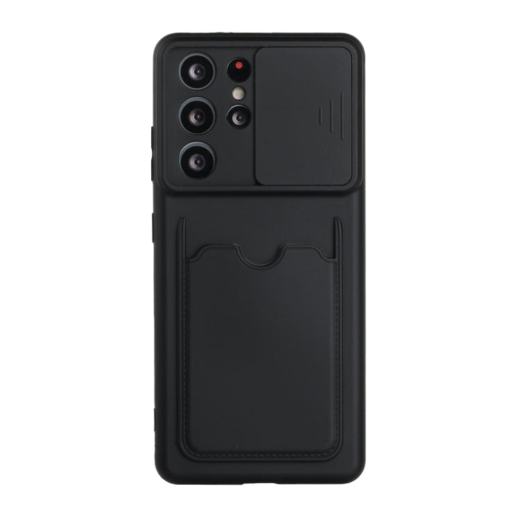 For Samsung Galaxy S21 Ultra 5G Sliding Camera Cover Design TPU Protective Case with Card Slot