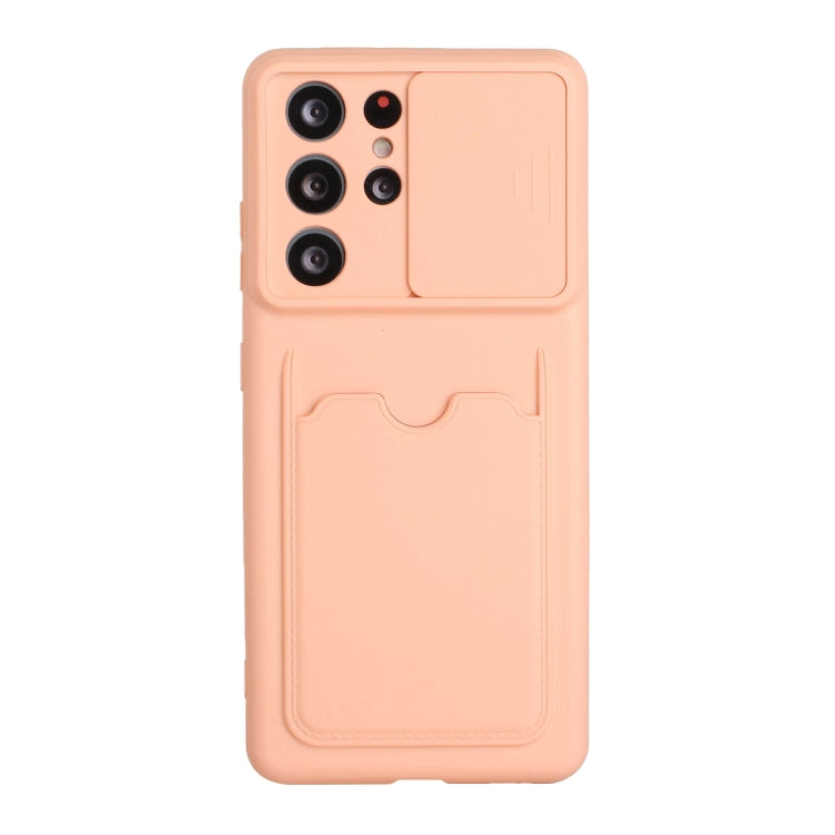 For Samsung Galaxy S21 Ultra 5G Sliding Camera Cover Design TPU Protective Case with Card Slot