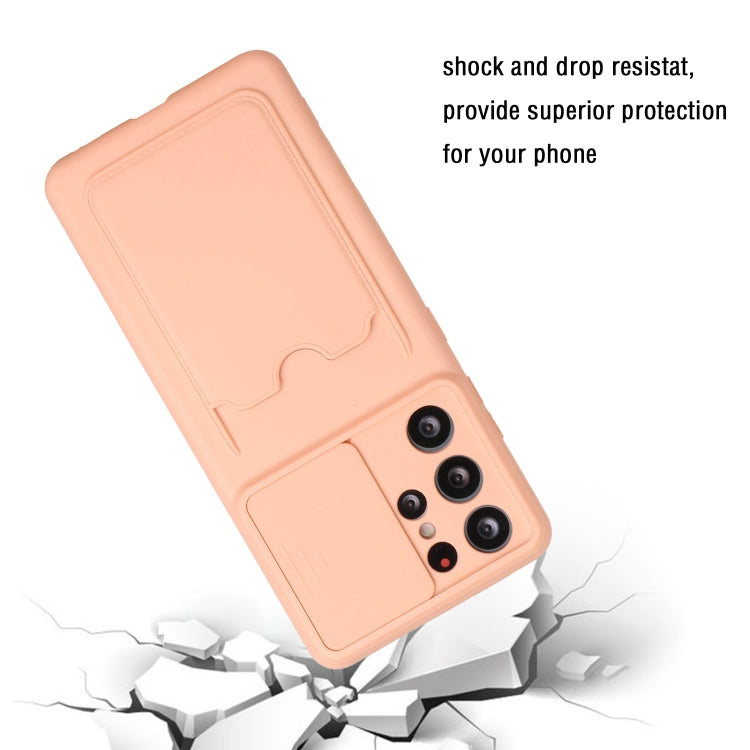 For Samsung Galaxy S21 Ultra 5G Sliding Camera Cover Design TPU Protective Case with Card Slot