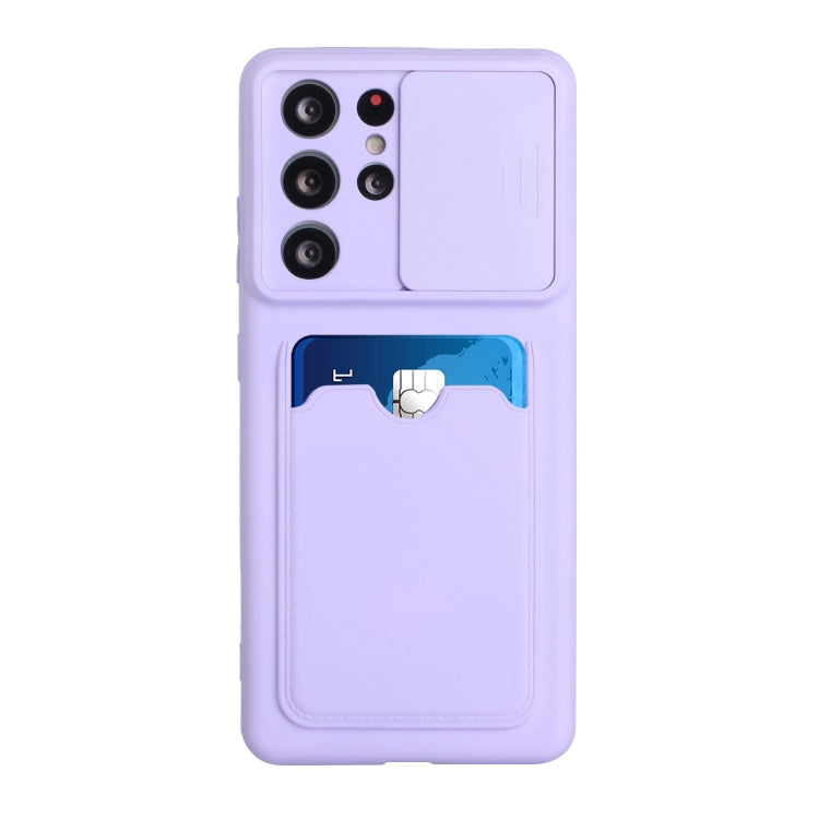 For Samsung Galaxy S21 Ultra 5G Sliding Camera Cover Design TPU Protective Case with Card Slot