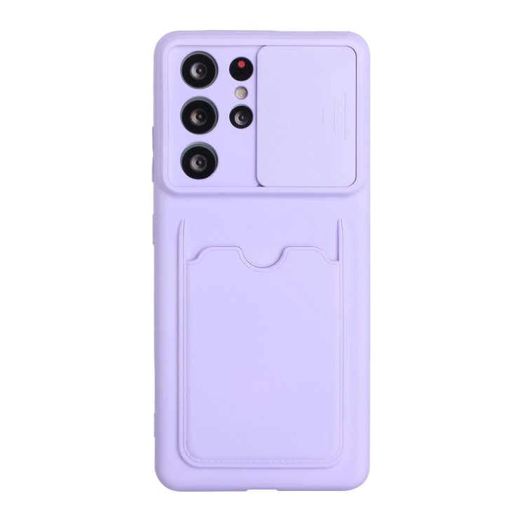 For Samsung Galaxy S21 Ultra 5G Sliding Camera Cover Design TPU Protective Case with Card Slot