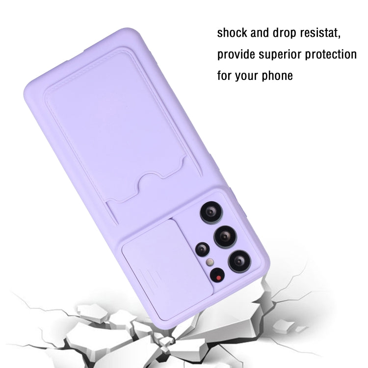 For Samsung Galaxy S21 Ultra 5G Sliding Camera Cover Design TPU Protective Case with Card Slot