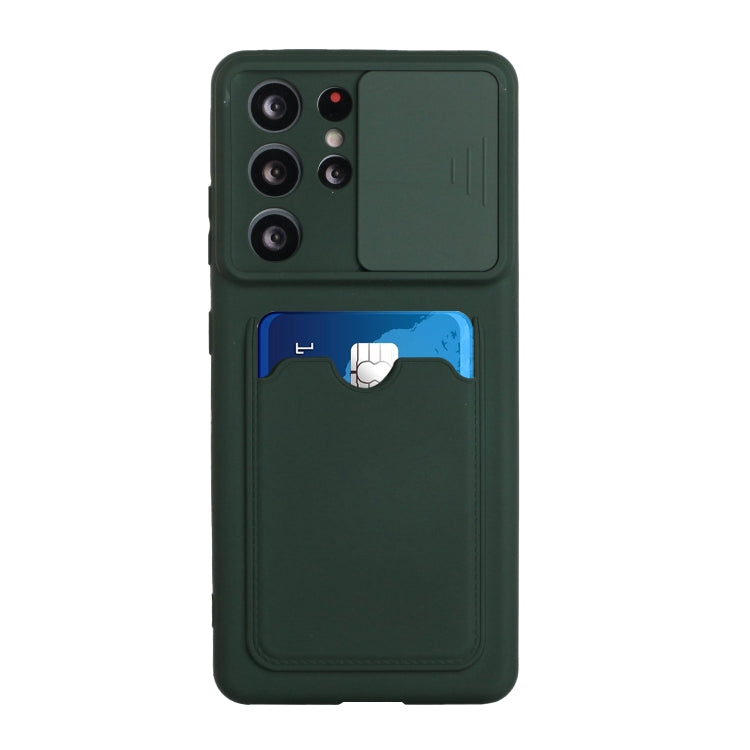 For Samsung Galaxy S21 Ultra 5G Sliding Camera Cover Design TPU Protective Case with Card Slot