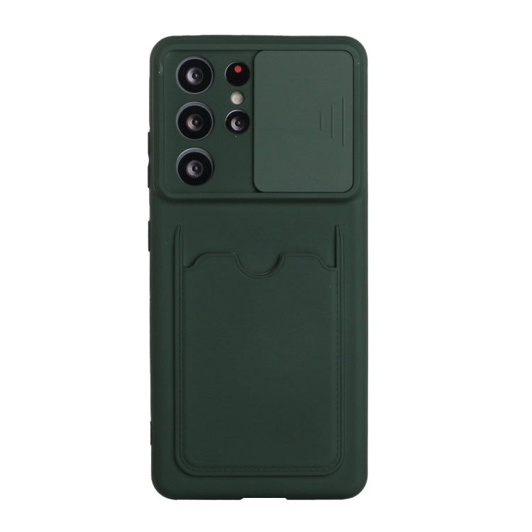 For Samsung Galaxy S21 Ultra 5G Sliding Camera Cover Design TPU Protective Case with Card Slot