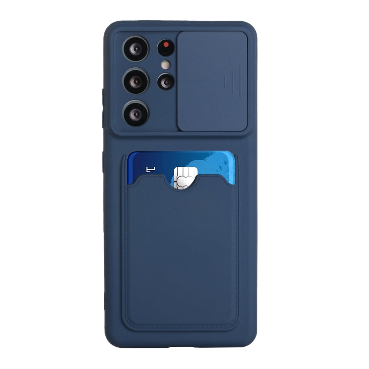 For Samsung Galaxy S21 Ultra 5G Sliding Camera Cover Design TPU Protective Case with Card Slot
