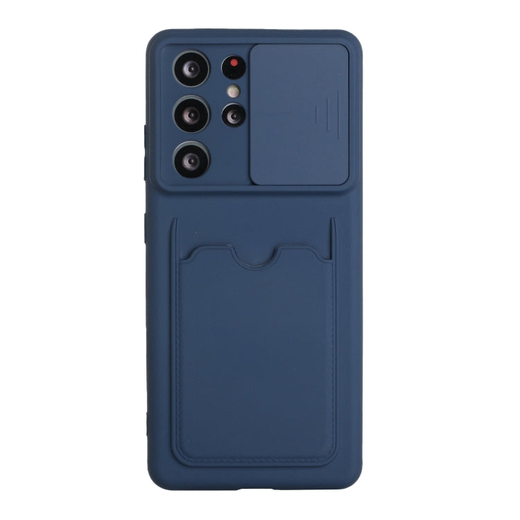 For Samsung Galaxy S21 Ultra 5G Sliding Camera Cover Design TPU Protective Case with Card Slot