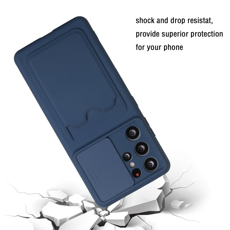 For Samsung Galaxy S21 Ultra 5G Sliding Camera Cover Design TPU Protective Case with Card Slot