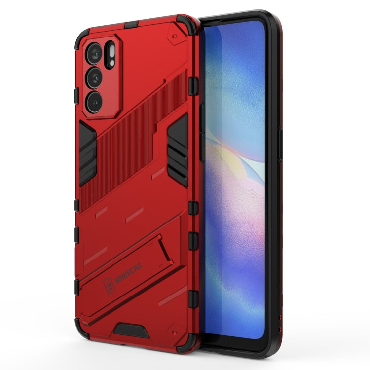 For OPPO Reno6 5G Punk Armor 2 in 1 PC + TPU Shockproof Case with Invisible Holder