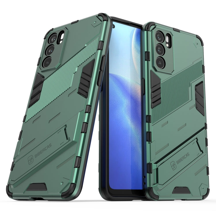 For OPPO Reno6 5G Punk Armor 2 in 1 PC + TPU Shockproof Case with Invisible Holder
