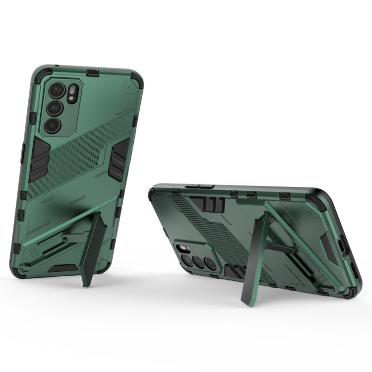 For OPPO Reno6 5G Punk Armor 2 in 1 PC + TPU Shockproof Case with Invisible Holder