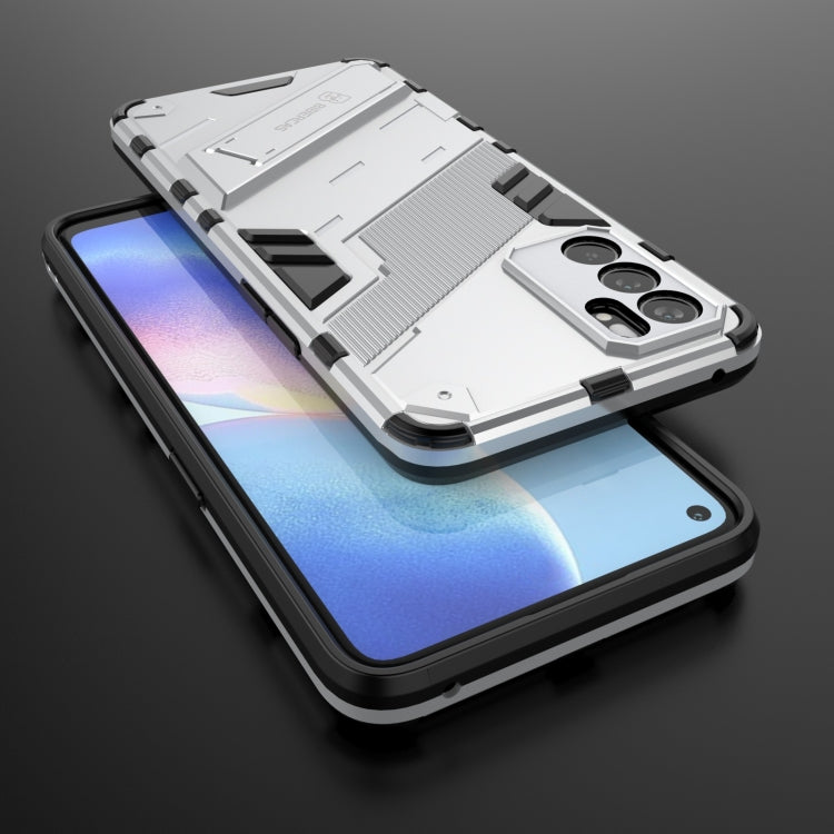 For OPPO Reno6 5G Punk Armor 2 in 1 PC + TPU Shockproof Case with Invisible Holder