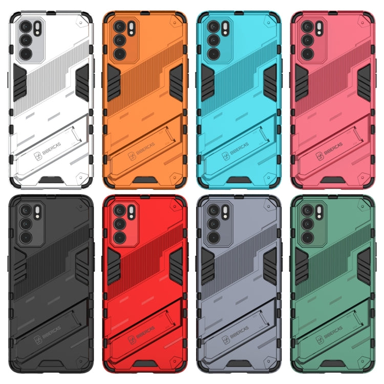 For OPPO Reno6 5G Punk Armor 2 in 1 PC + TPU Shockproof Case with Invisible Holder