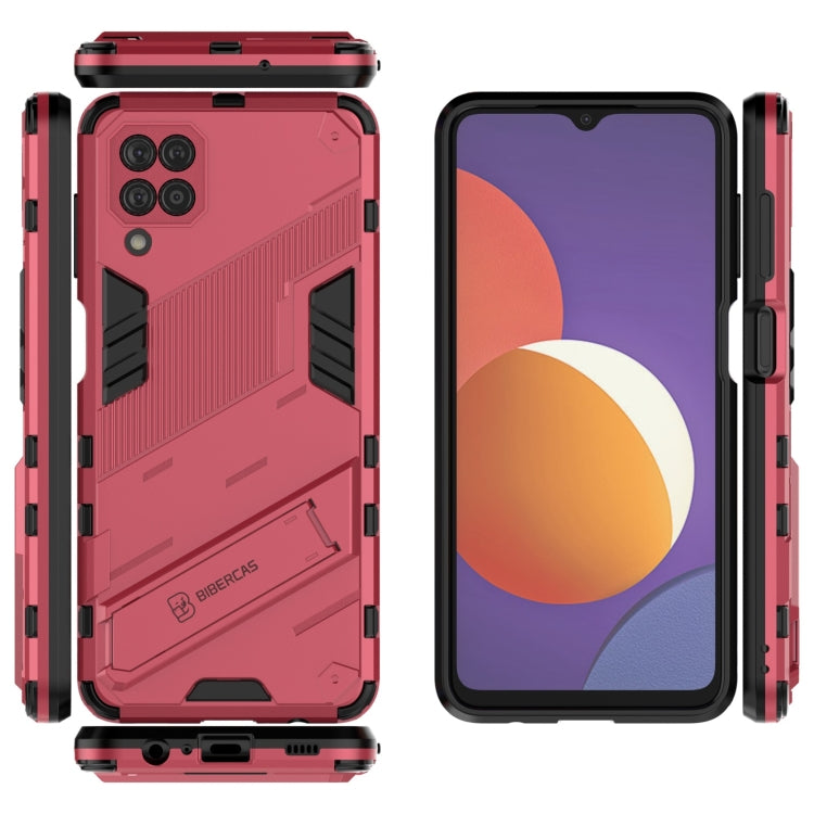For Samsung Galaxy M12 Punk Armor 2 in 1 PC + TPU Shockproof Case with Invisible Holder