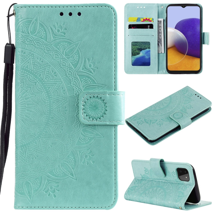 For Samsung Galaxy A22 5G Totem Flower Embossed Horizontal Flip TPU + PU Leather Case with Holder & Card Slots & Wallet
