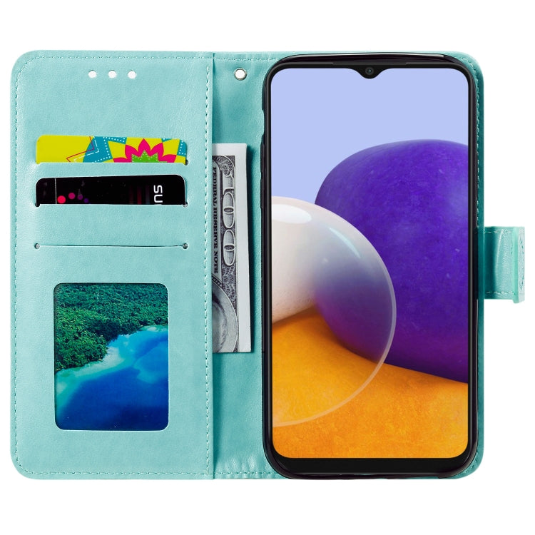 For Samsung Galaxy A22 5G Totem Flower Embossed Horizontal Flip TPU + PU Leather Case with Holder & Card Slots & Wallet