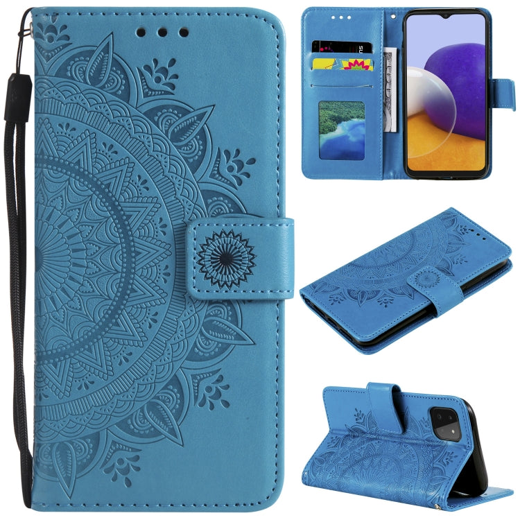 For Samsung Galaxy A22 5G Totem Flower Embossed Horizontal Flip TPU + PU Leather Case with Holder & Card Slots & Wallet