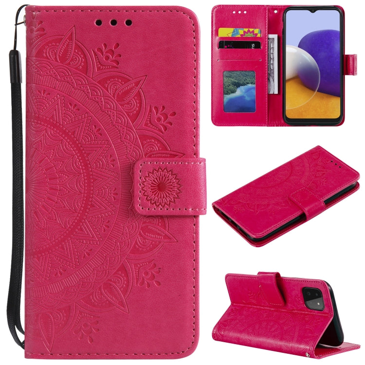 For Samsung Galaxy A22 5G Totem Flower Embossed Horizontal Flip TPU + PU Leather Case with Holder & Card Slots & Wallet