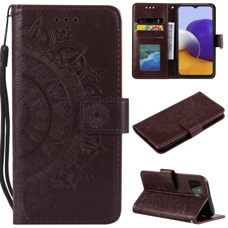 For Samsung Galaxy A22 5G Totem Flower Embossed Horizontal Flip TPU + PU Leather Case with Holder & Card Slots & Wallet