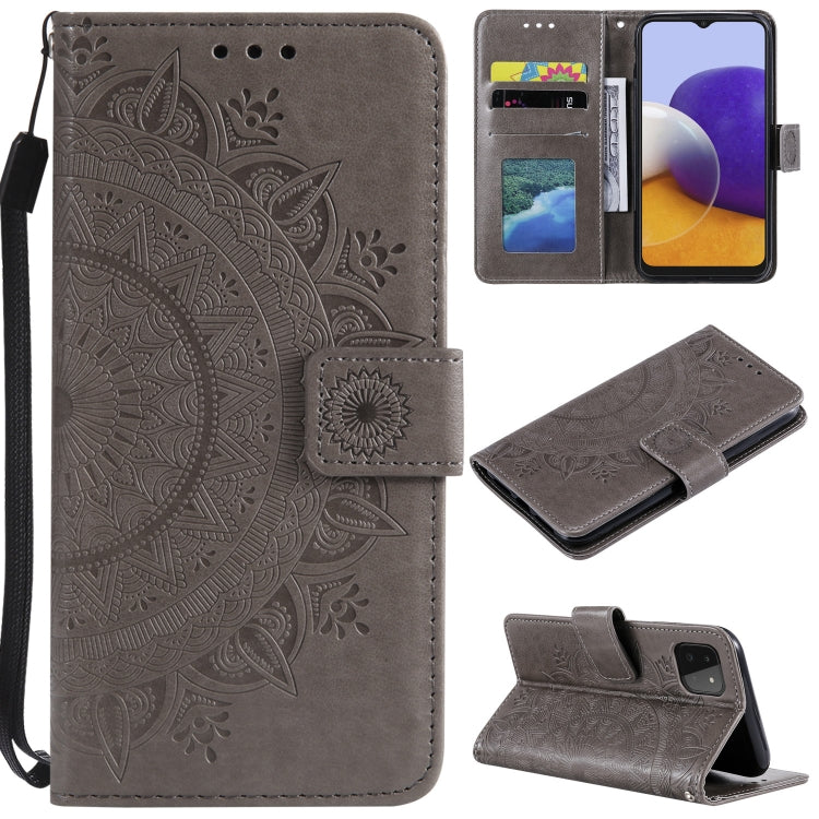 For Samsung Galaxy A22 5G Totem Flower Embossed Horizontal Flip TPU + PU Leather Case with Holder & Card Slots & Wallet