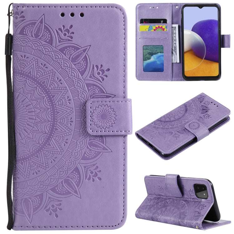 For Samsung Galaxy A22 5G Totem Flower Embossed Horizontal Flip TPU + PU Leather Case with Holder & Card Slots & Wallet