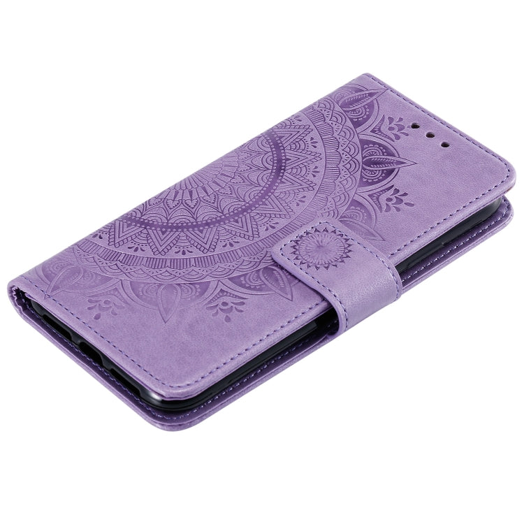 For Samsung Galaxy A22 5G Totem Flower Embossed Horizontal Flip TPU + PU Leather Case with Holder & Card Slots & Wallet