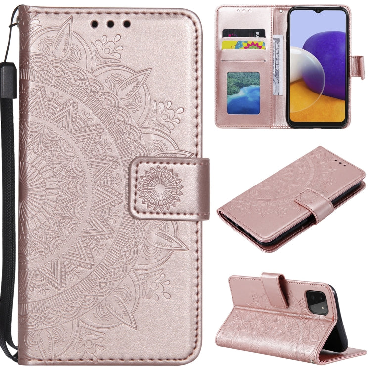 For Samsung Galaxy A22 5G Totem Flower Embossed Horizontal Flip TPU + PU Leather Case with Holder & Card Slots & Wallet