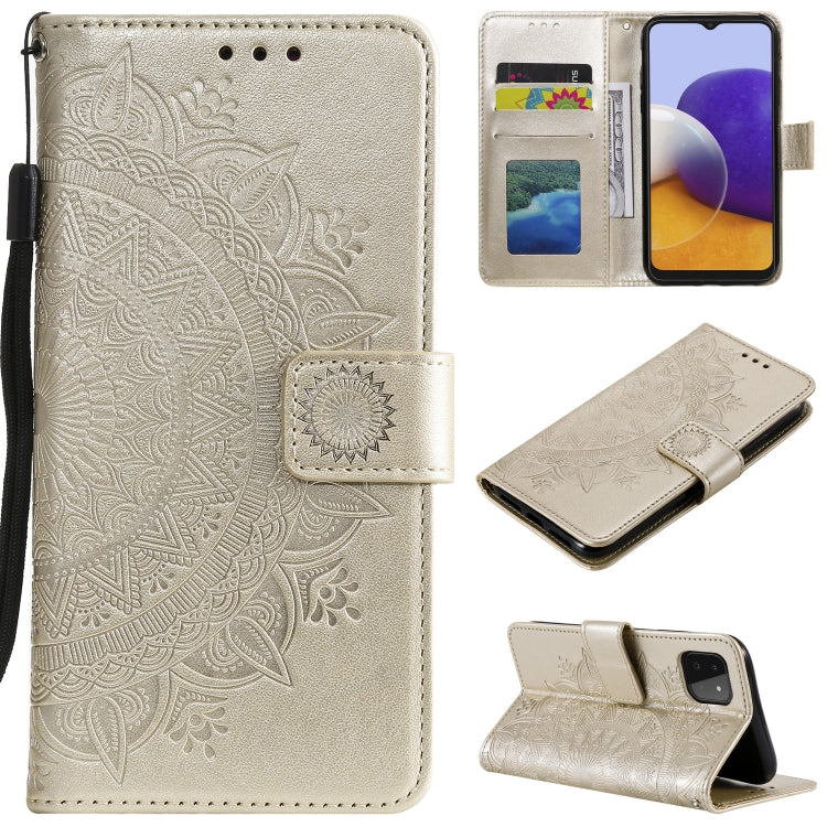 For Samsung Galaxy A22 5G Totem Flower Embossed Horizontal Flip TPU + PU Leather Case with Holder & Card Slots & Wallet