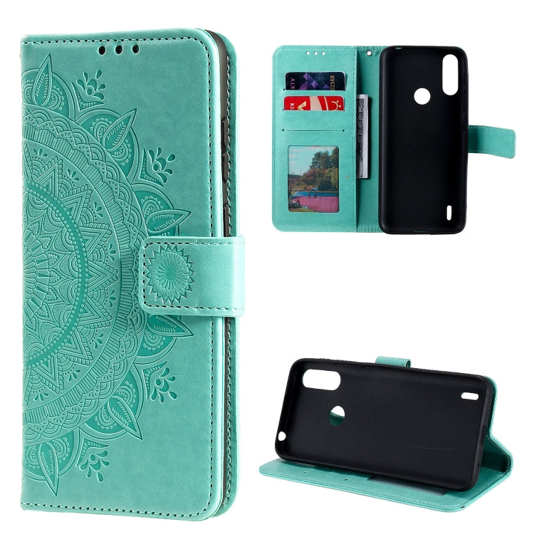 For Motorola Moto E7 Power Totem Flower Embossed Horizontal Flip TPU + PU Leather Case with Holder & Card Slots & Wallet