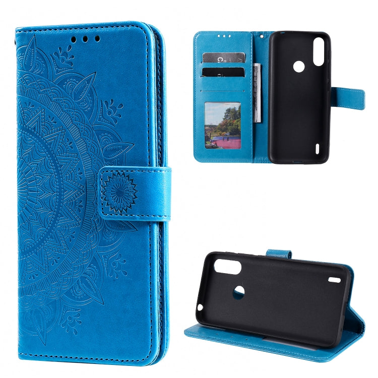For Motorola Moto E7 Power Totem Flower Embossed Horizontal Flip TPU + PU Leather Case with Holder & Card Slots & Wallet
