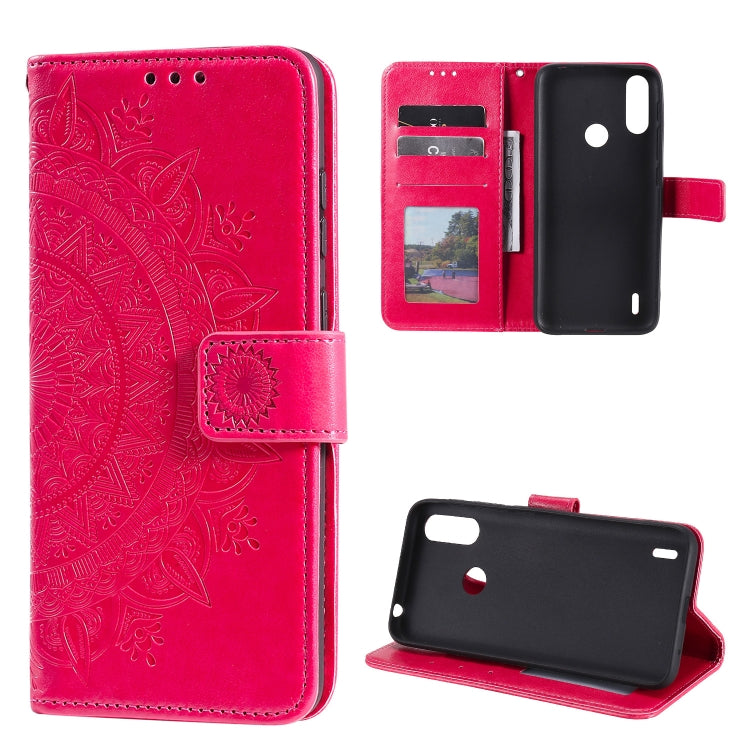 For Motorola Moto E7 Power Totem Flower Embossed Horizontal Flip TPU + PU Leather Case with Holder & Card Slots & Wallet