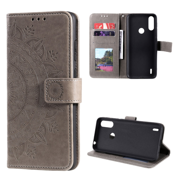 For Motorola Moto E7 Power Totem Flower Embossed Horizontal Flip TPU + PU Leather Case with Holder & Card Slots & Wallet