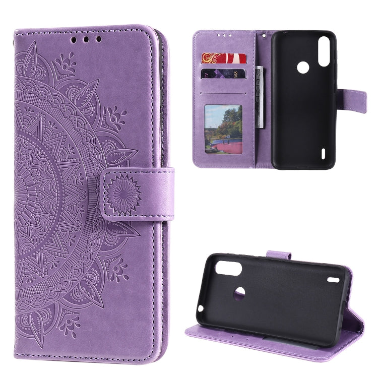 For Motorola Moto E7 Power Totem Flower Embossed Horizontal Flip TPU + PU Leather Case with Holder & Card Slots & Wallet