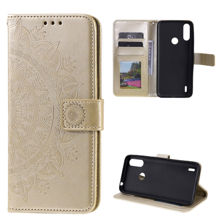 For Motorola Moto E7 Power Totem Flower Embossed Horizontal Flip TPU + PU Leather Case with Holder & Card Slots & Wallet