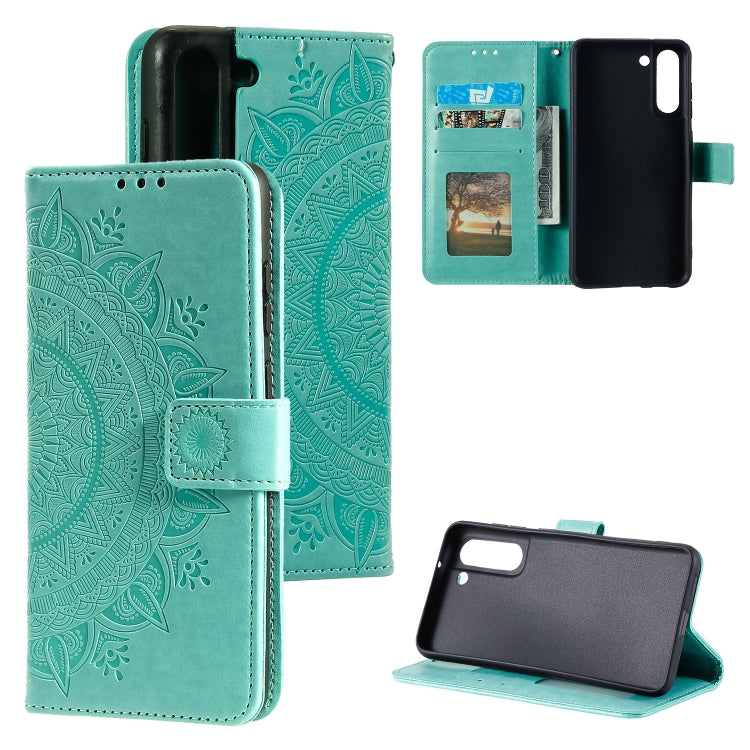 For Samsung Galaxy S21 FE Totem Flower Embossed Horizontal Flip TPU + PU Leather Case with Holder & Card Slots & Wallet