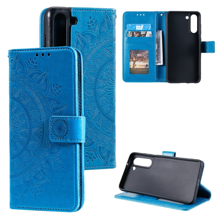 For Samsung Galaxy S21 FE Totem Flower Embossed Horizontal Flip TPU + PU Leather Case with Holder & Card Slots & Wallet