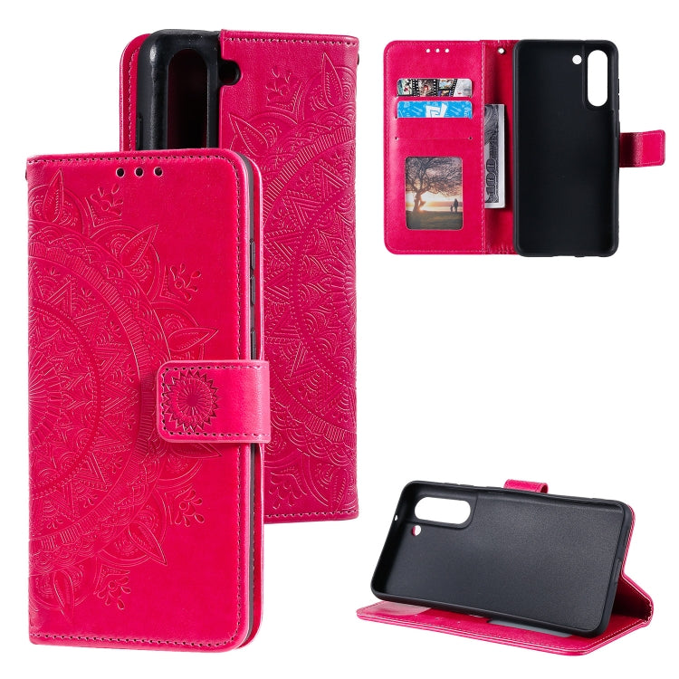For Samsung Galaxy S21 FE Totem Flower Embossed Horizontal Flip TPU + PU Leather Case with Holder & Card Slots & Wallet