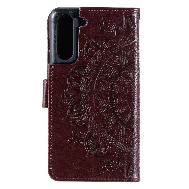 For Samsung Galaxy S21 FE Totem Flower Embossed Horizontal Flip TPU + PU Leather Case with Holder & Card Slots & Wallet