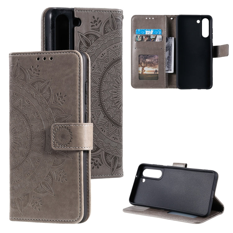 For Samsung Galaxy S21 FE Totem Flower Embossed Horizontal Flip TPU + PU Leather Case with Holder & Card Slots & Wallet