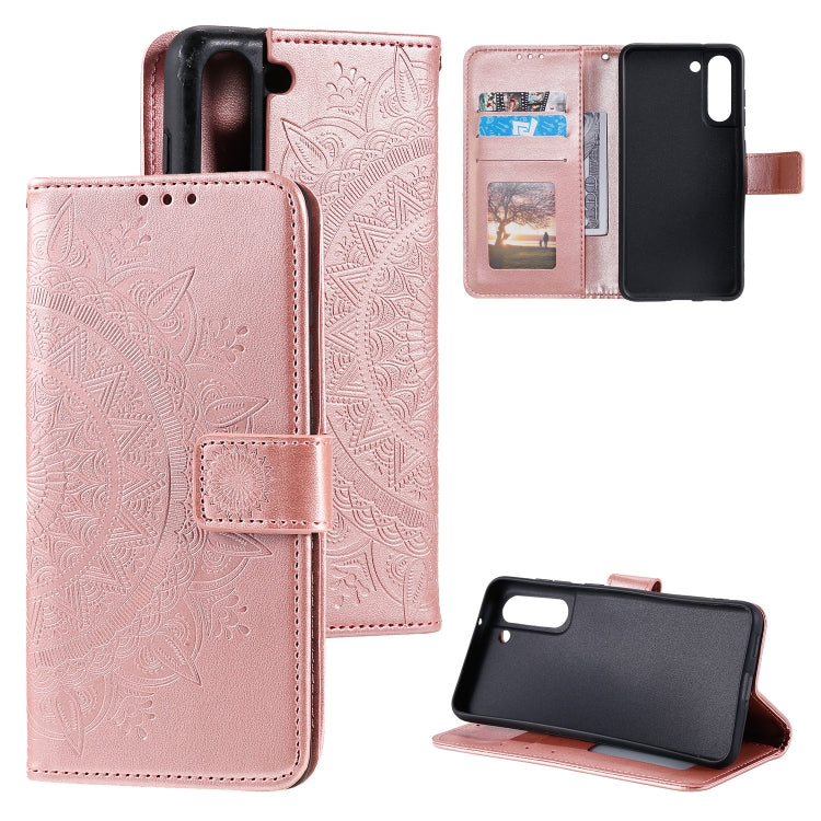 For Samsung Galaxy S21 FE Totem Flower Embossed Horizontal Flip TPU + PU Leather Case with Holder & Card Slots & Wallet