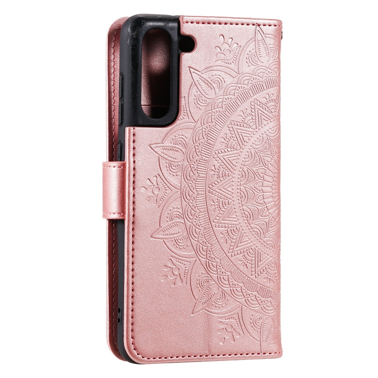For Samsung Galaxy S21 FE Totem Flower Embossed Horizontal Flip TPU + PU Leather Case with Holder & Card Slots & Wallet